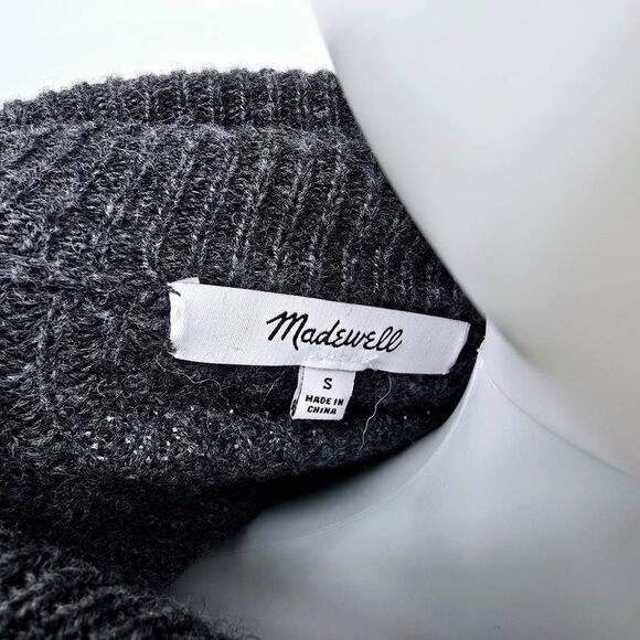 Madewell Women's Oversized Merino Wool Half Zip Pullover Sweater Gray S - Picture 4 of 6